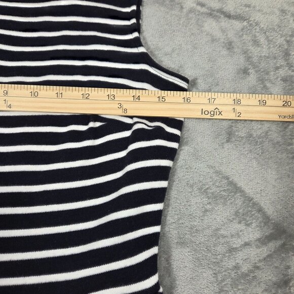 Talbots Dress Small Navy White Stripe Edie Fit Flare Preppy Nautical Pockets - Picture 8 of 9